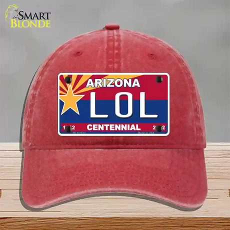 Arizona Centennial LOL Novelty License Plate Hat Unconstructed Cotton / Red