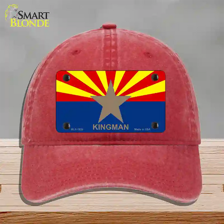 Kingman Arizona State Flag Novelty License Plate Hat Unconstructed Cotton / Red