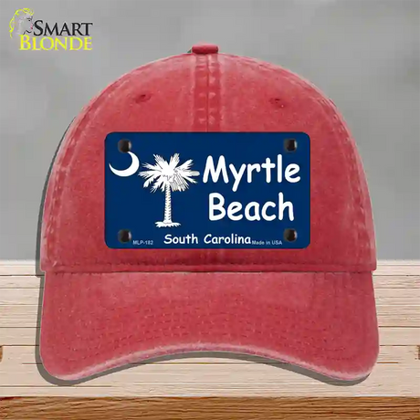 Myrtle Beach Novelty License Plate Hat Unconstructed Cotton / Red