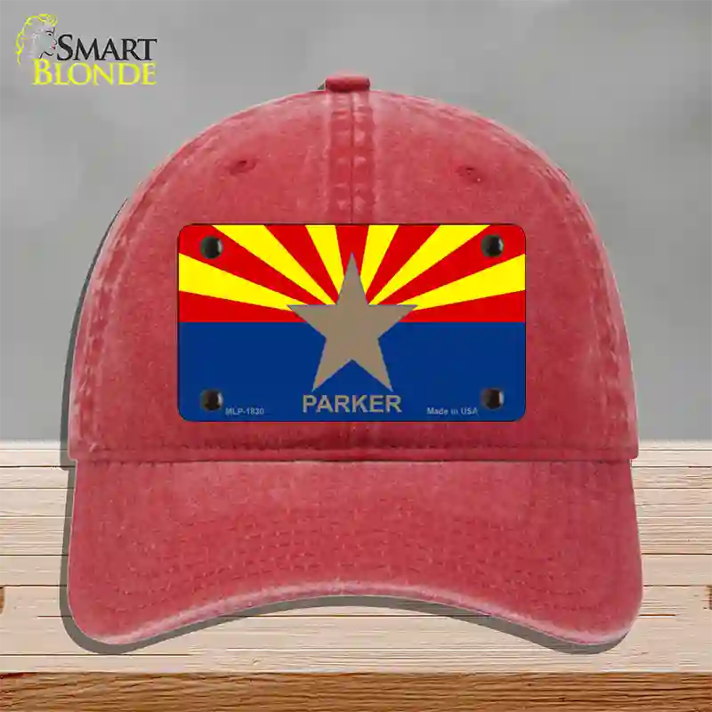 Parker Arizona State Flag Novelty License Plate Hat Unconstructed Cotton / Red