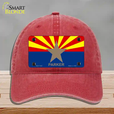 Parker Arizona State Flag Novelty License Plate Hat Unconstructed Cotton / Red