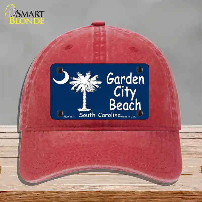 Garden City Beach South Carolina Novelty License Plate Hat Unconstructed Cotton / Red