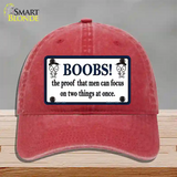 Boobs Proof Novelty License Plate Hat Unconstructed Cotton / Red