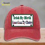 Irish By Birth Novelty License Plate Hat Unconstructed Cotton / Red