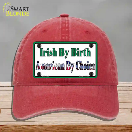 Irish By Birth Novelty License Plate Hat Unconstructed Cotton / Red