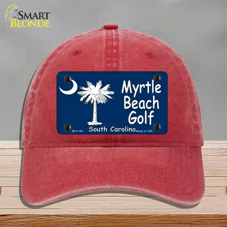 Myrtle Beach Golf Novelty License Plate Hat Unconstructed Cotton / Red