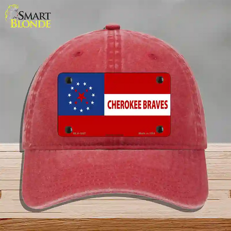 Cherokee Braves Flag Novelty License Plate Hat Unconstructed Cotton / Red