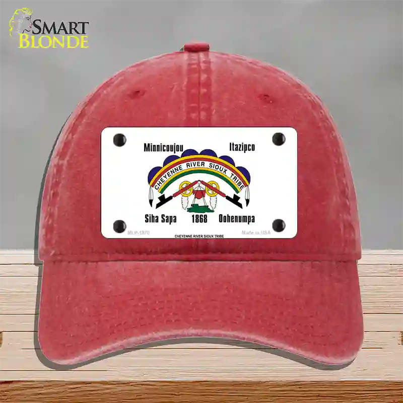 Cheyenne River Sioux Flag Novelty License Plate Hat Unconstructed Cotton / Red