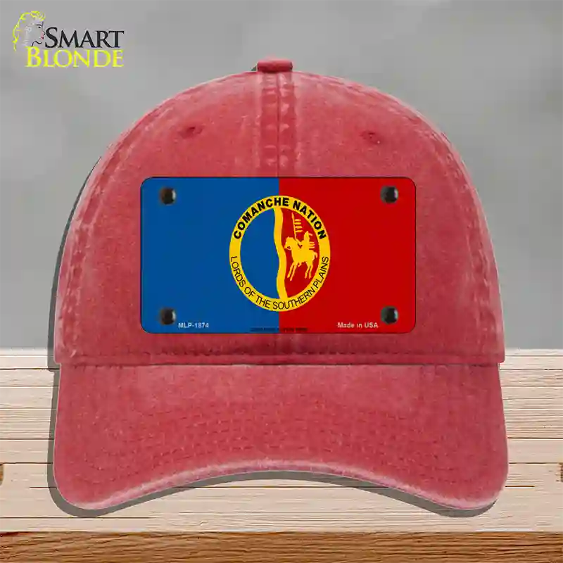 Comanche Nation Flag Novelty License Plate Hat Unconstructed Cotton / Red