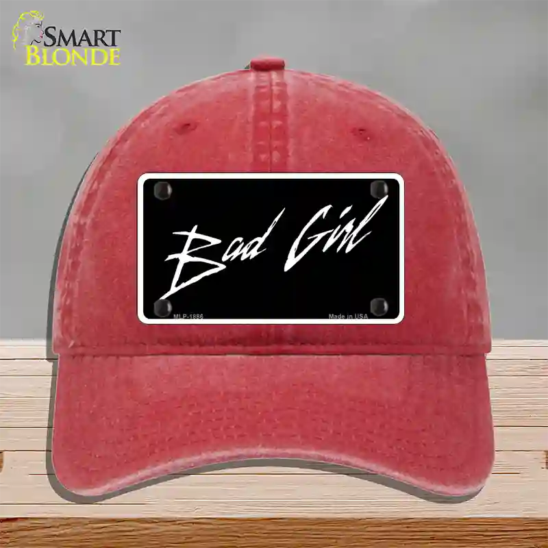 Bad Girl Novelty License Plate Hat Unconstructed Cotton / Red