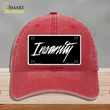 Insanity Novelty License Plate Hat Unconstructed Cotton / Red