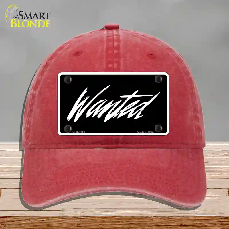 Wanted Novelty License Plate Hat Unconstructed Cotton / Red