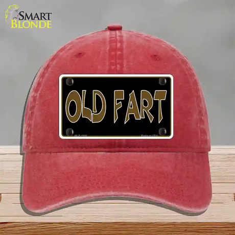 Old Fart Novelty License Plate Hat Unconstructed Cotton / Red