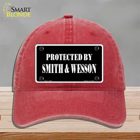 Smith And Wesson Novelty License Plate Hat Unconstructed Cotton / Red