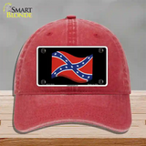 Confederate 3-D Flag Novelty License Plate Hat Unconstructed Cotton / Red