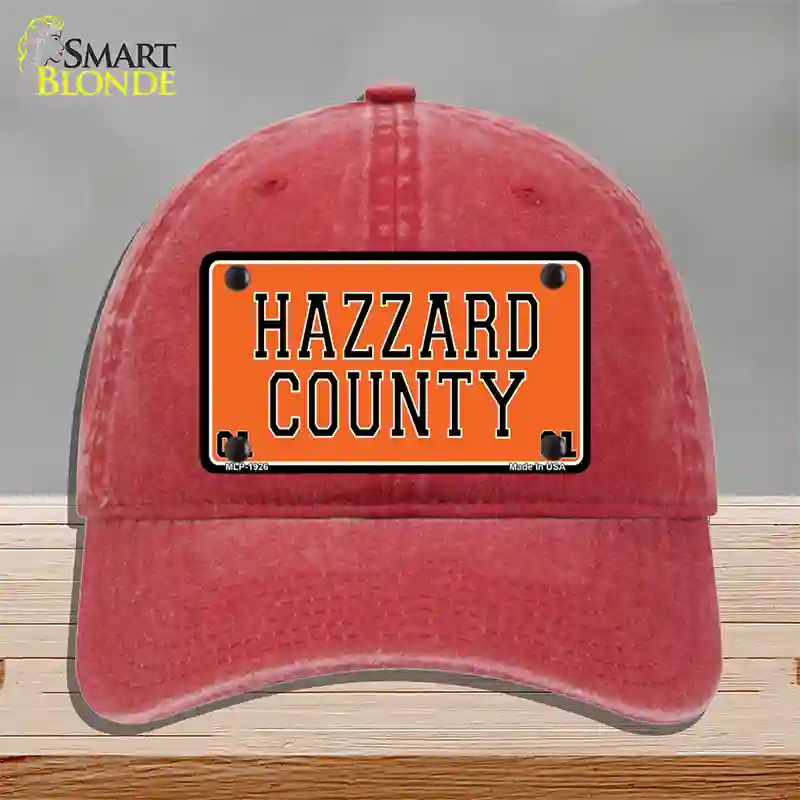 Hazard County Novelty License Plate Hat Unconstructed Cotton / Red