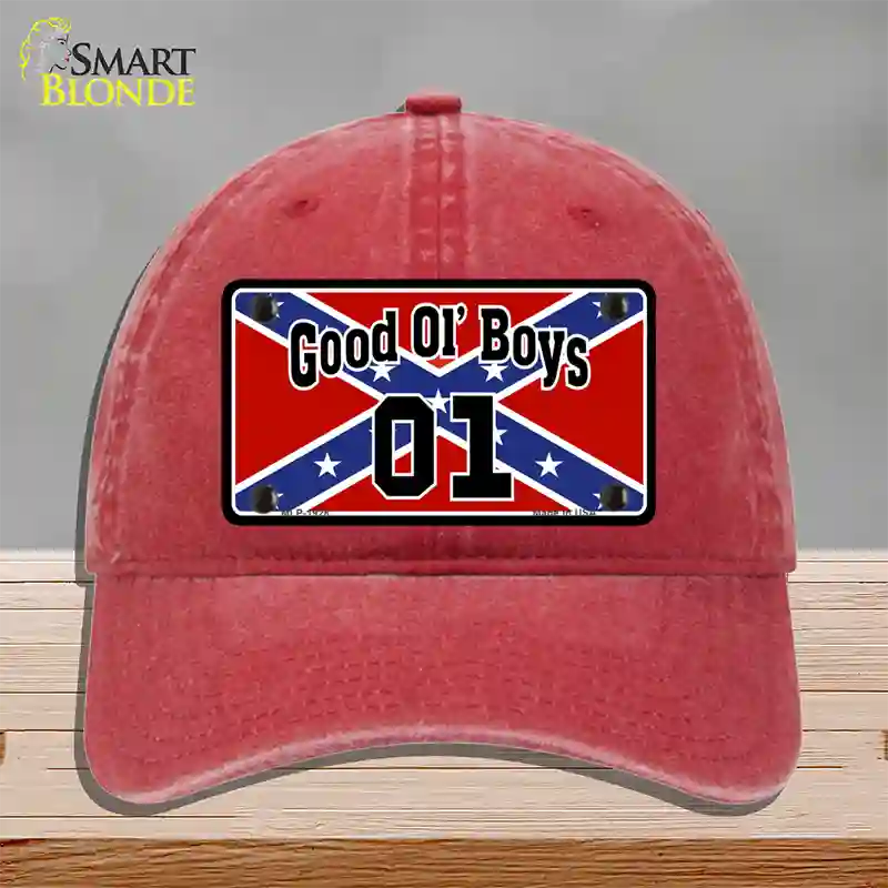 Good Ol Boys Confederate Flag Novelty License Plate Hat Unconstructed Cotton / Red