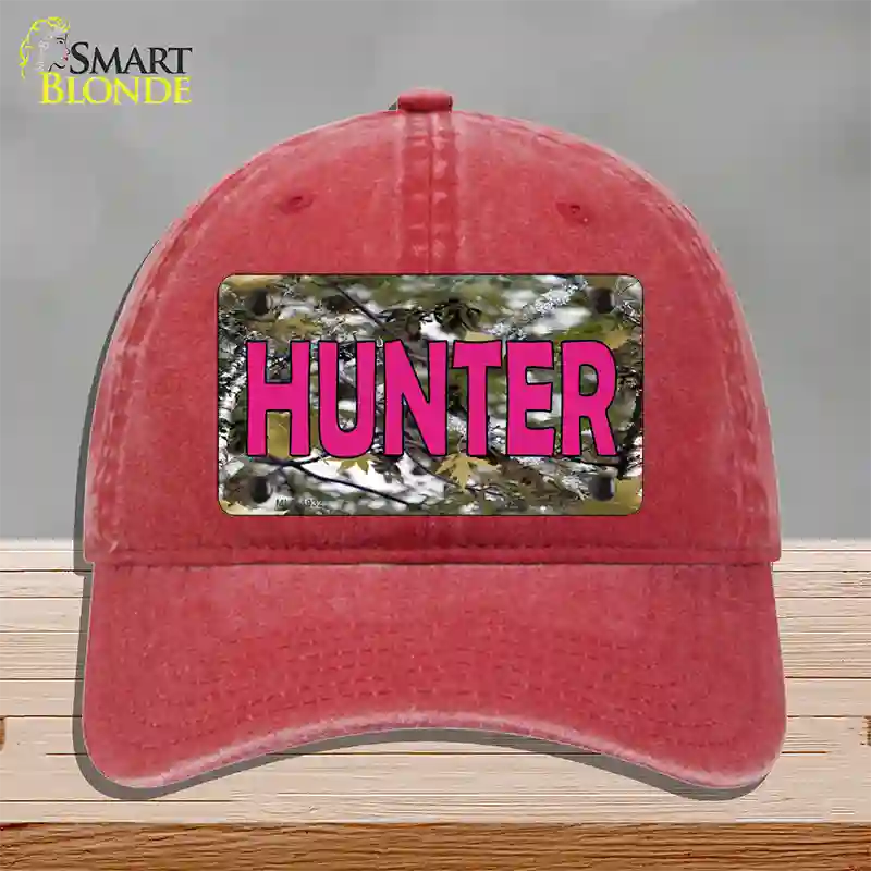 Pink Hunter Novelty License Plate Hat Unconstructed Cotton / Red