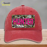 Pink Hunter Novelty License Plate Hat Unconstructed Cotton / Red