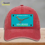 Road Runner Teal New Mexico Novelty License Plate Hat Unconstructed Cotton / Red