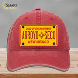 Arroyo Seco Yellow New Mexico Novelty License Plate Hat Unconstructed Cotton / Red