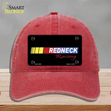 Redneck Racing Novelty License Plate Hat Unconstructed Cotton / Red