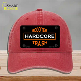 Hardcore Scooter Trash Black Novelty License Plate Hat Unconstructed Cotton / Red