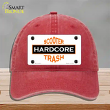 Hardcore Scooter Trash White Novelty License Plate Hat Unconstructed Cotton / Red