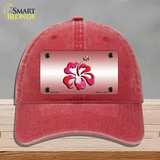 Hibiscus Flower Novelty License Plate Hat Unconstructed Cotton / Red