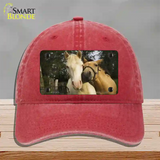 Horses Sweet On Each Other Novelty License Plate Hat Unconstructed Cotton / Red