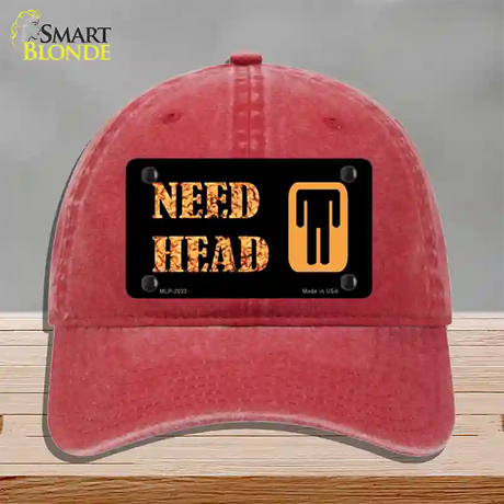 Need Head Novelty License Plate Hat Unconstructed Cotton / Red