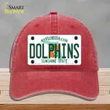 Dolphins Florida State Novelty License Plate Hat Unconstructed Cotton / Red