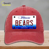 Bears Illinois State Novelty License Plate Hat Unconstructed Cotton / Red