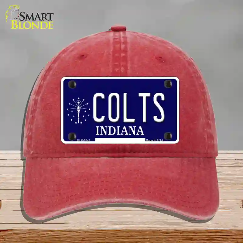 Colts Indiana State Novelty License Plate Hat Unconstructed Cotton / Red