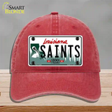 Saints Louisiana State Novelty License Plate Hat Unconstructed Cotton / Red