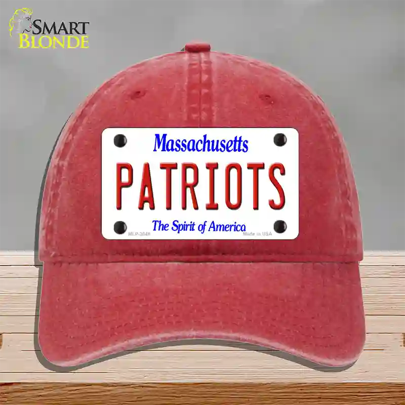 Patriots Massachusetts State Novelty License Plate Hat Unconstructed Cotton / Red