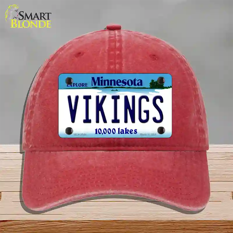 Vikings Minnesota State Novelty License Plate Hat Unconstructed Cotton / Red