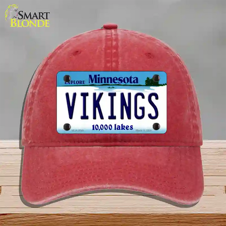 Vikings Minnesota State Novelty License Plate Hat Unconstructed Cotton / Red