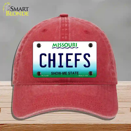 Chiefs Missouri State Novelty License Plate Hat Unconstructed Cotton / Red