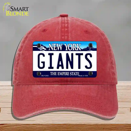 Giants New York State Novelty License Plate Hat Unconstructed Cotton / Red