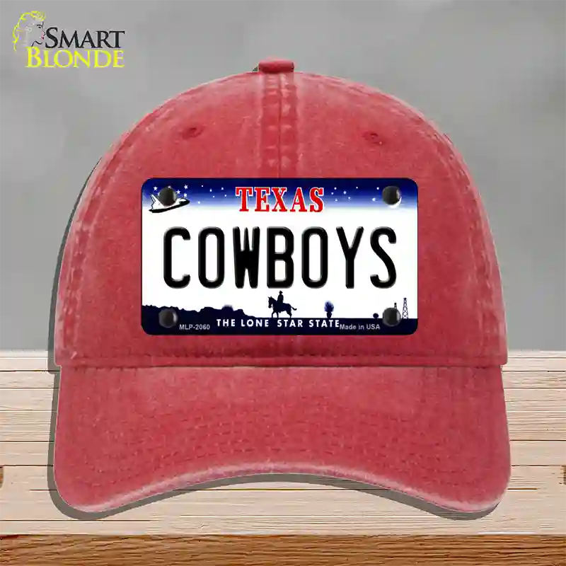 Cowboys Texas State Novelty License Plate Hat Unconstructed Cotton / Red