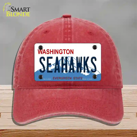 Seahawks Washington State Novelty License Plate Hat Unconstructed Cotton / Red