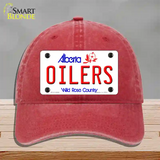 Oilers Alberta Canada Province Novelty License Plate Hat Unconstructed Cotton / Red