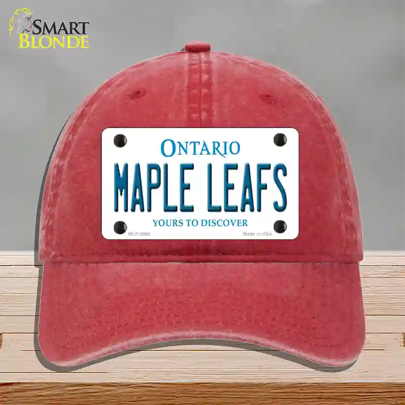 Maple Leafs Ontario Canada Province Novelty License Plate Hat Unconstructed Cotton / Red