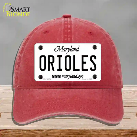 Orioles Maryland State Novelty License Plate Hat Unconstructed Cotton / Red