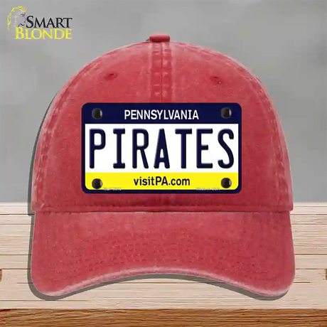 Pirates Pennsylvania State Novelty License Plate Hat Unconstructed Cotton / Red