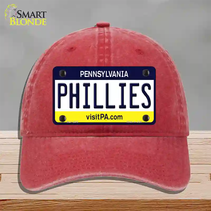 Phillies Pennsylvania State Novelty License Plate Hat Unconstructed Cotton / Red