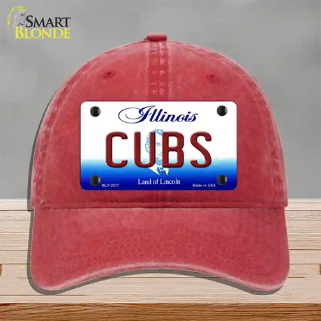 Cubs Chicago Illinois State Novelty License Plate Hat Unconstructed Cotton / Red