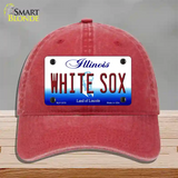 Whitesox Illinois State Novelty License Plate Hat Unconstructed Cotton / Red