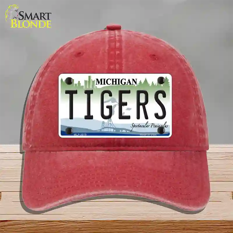 Tigers Michigan State Novelty License Plate Hat Unconstructed Cotton / Red